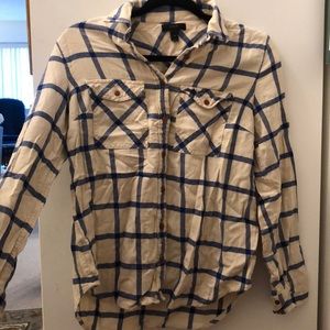 J. Crew blue and white flannel